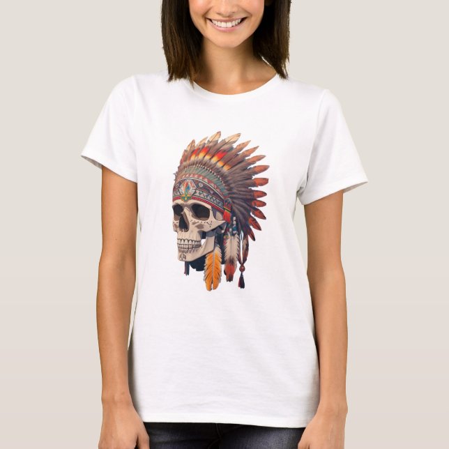 T-shirt Crâne en chef indien | Crâne amérindien (Devant)
