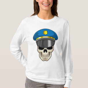 T-shirt Crâne en tant qu'officier de police avec casquette