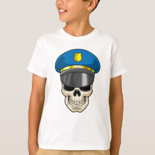 T-shirt Crâne en tant qu'officier de police avec casquette