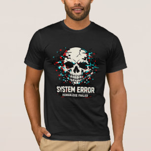 T-Shirt Crâne Erreur Système Glitch   Cyberpunk