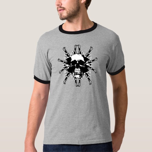 T-shirt Crâne et armes à feu T (Devant)