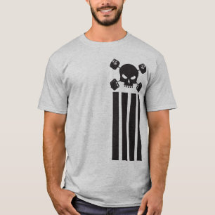 T-shirt Crâne et chemise d'haltère - chemise de rayures