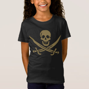 T-Shirt Crâne et épées d'or Drapeau pirate de Calico Jack