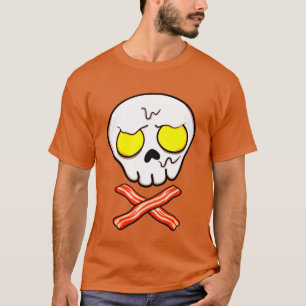 T-shirt Crâne et os croisés de bacon et d'œufs drôle 