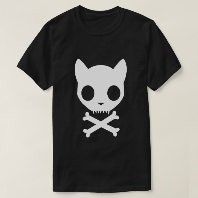 T-shirt Crâne et os croisés de chat (Design devant)