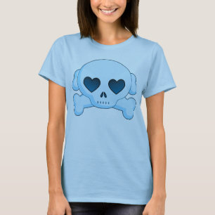 T-shirt Crâne et os croisés de coeur de KRW bleus
