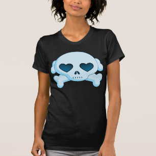 T-shirt Crâne et os croisés de coeur de KRW bleus