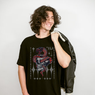 T-shirt Crâne et serpent, esthétique audacieuse et gothiqu