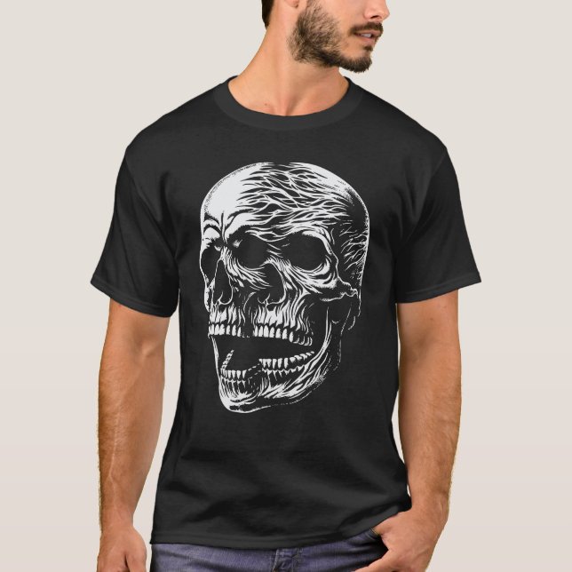 T-shirt Crâne flamboyant - Crâne gothique foncé (Devant)