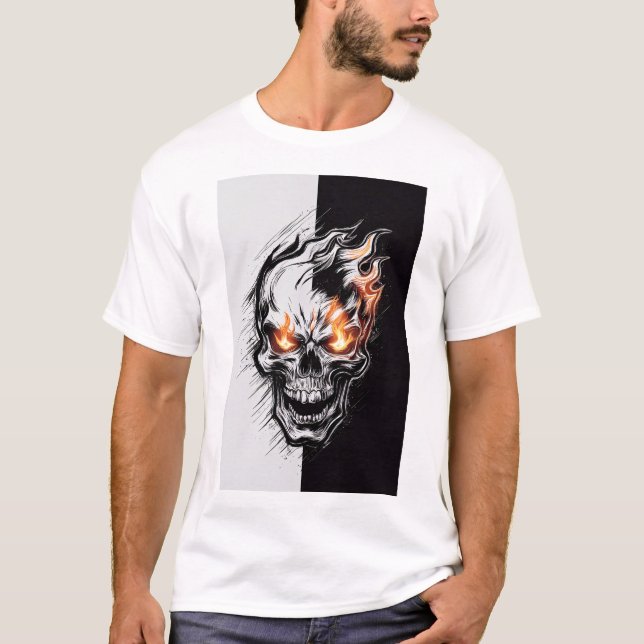T-shirt Crâne flamboyant - Design gothique (Devant)