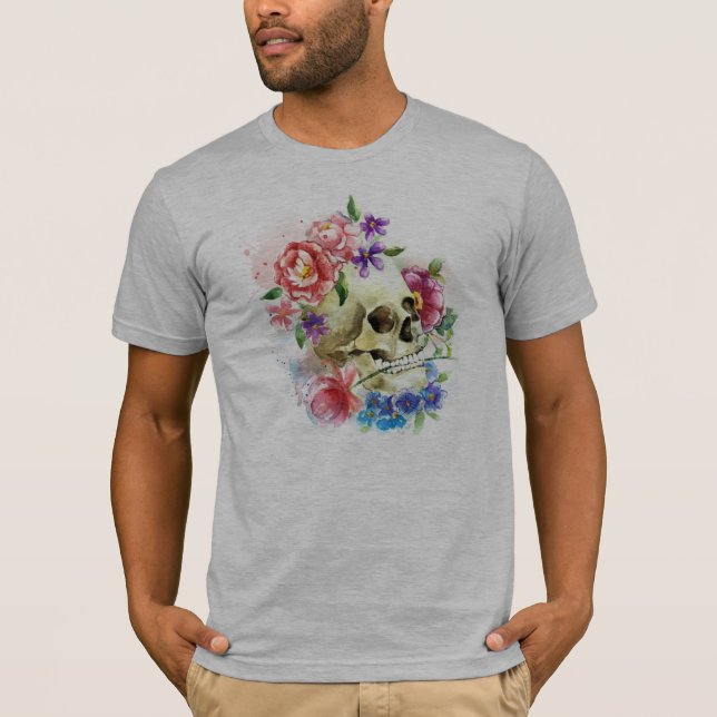 T-shirt Crâne floral Dia de los Muertos | Chemise (Devant)