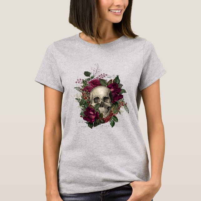 T-shirt Crâne floral gothique (Devant)