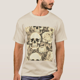 T-shirt Crâne floral gothique vintage