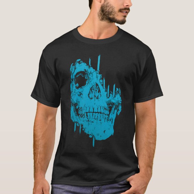 T-shirt Crâne gelé : Décadence bleue inquiétante (Devant)