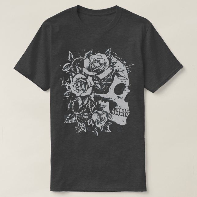 T-shirt crâne gothique à fleurs (Design devant)