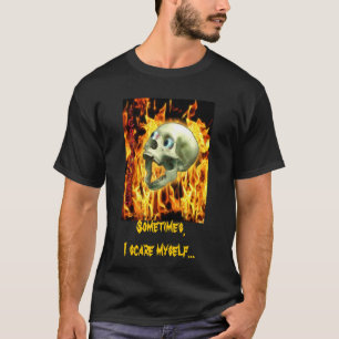 T-shirt Crâne gothique déplaisant, Flammes, Horreur d'Hall