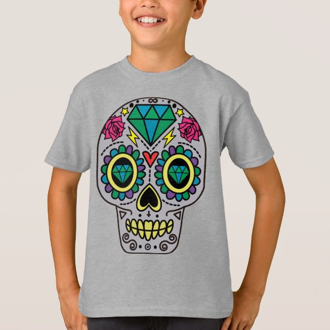 T-shirt Crâne gris sucre, Jour des morts (Devant)