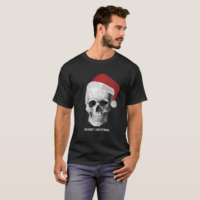 T-shirt Crâne grunge Père Noël (Devant entier)