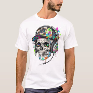 T-shirt Crâne Hip hop avec lunettes de soleil