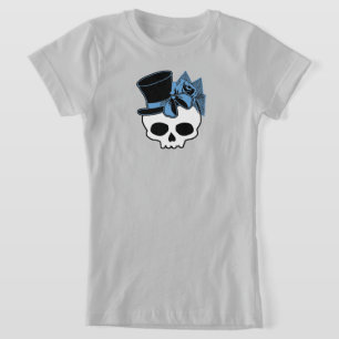 T-Shirt Crâne mignon avec chapeau supérieur Rose Bleu Bow