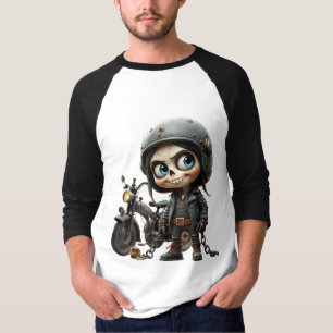 T-shirt Crâne Mignon Motard Balade au Clair de Lune dans