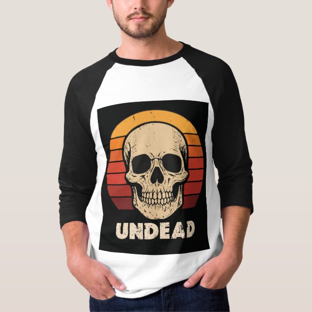 T-shirt crâne mort-vivant d'Halloween (Devant)