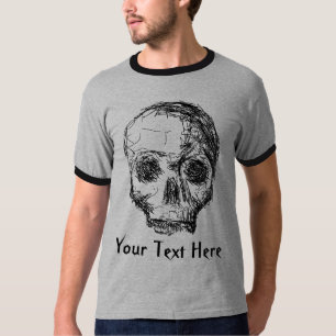 T-shirt Crâne noir sans mâchoire.