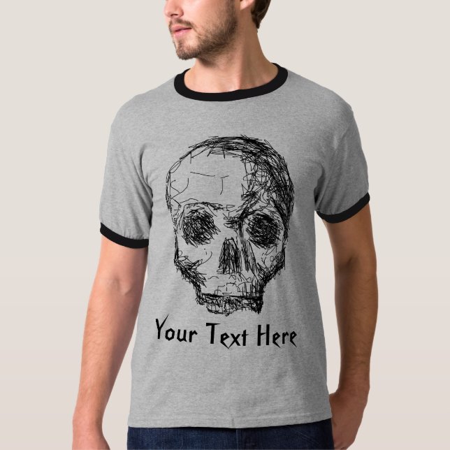 T-shirt Crâne noir sans mâchoire. (Devant)
