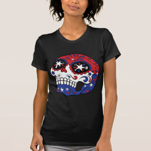 T-shirt Crâne patriotique bleu blanc rouge de sucre de