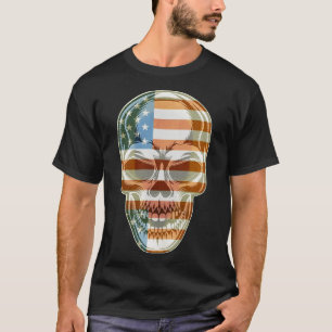 T-shirt Crâne patriotique USA Squelette 4 juillet États-Un