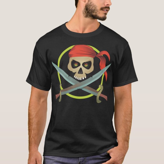 T-shirt Crâne pirate avec épées croisées (Devant)
