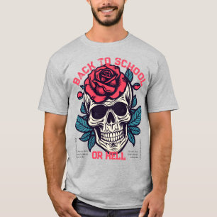 T-shirt Crâne rétro branché avec floral La vie est trop co