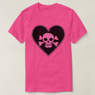 T-shirt Crâne rose dans le coeur
