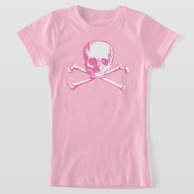 T-shirt Crâne rose Et Traverses (Poser)