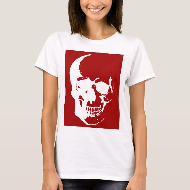 T-shirt Crâne - Rouge & Blanc métal Imaginaire Art (Devant)