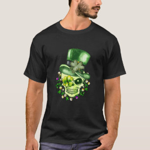T-shirt Crâne Shamrock verte Irlande Jour de la Saint Patr