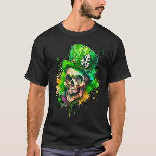 T-shirt Crâne Shamrock verte Irlande Jour de la Saint Patr