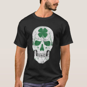 T-shirt Crâne Shamrock verte Irlande Jour de la Saint Patr