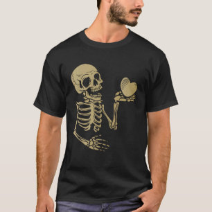 T-shirt Crâne Squelette main tenant Red Heart Love