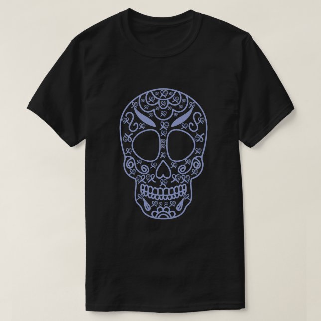 T-shirt Crâne sucre bleu clair Ruban Prostate cancer aware (Design devant)