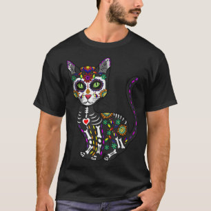 T-shirt Crâne sucre Chat mexicain Halloween Jour De La Mor