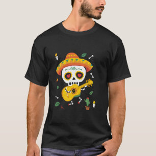 T-shirt Crâne sucre Mariachi Musicien Cactus T Chemise