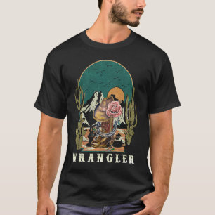 T-shirt Crâne taureau Wrangler Fleurs Cactus Sarcastique N