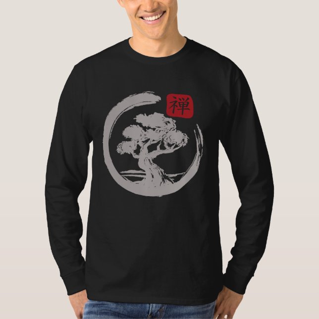 T-shirt Crane Tree Zen Enso Circle (Devant)