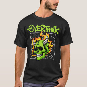 T-shirt Crâne vert flamboyant avec cornes streetwear