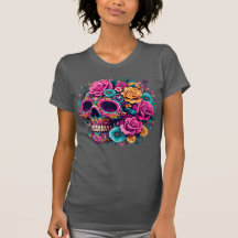 Crâne vibrant de la Fête des Morts florale