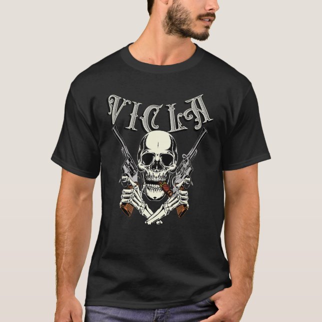 T-shirt Crâne Vicla Gangster Avec Pistols Croisés Concepti (Devant)