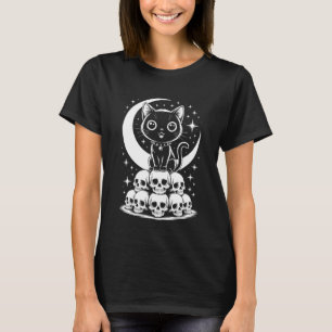 T-shirt Crânes de Chat Mignons Créatifs Gothique Noir Alt