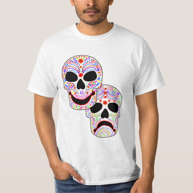 T-shirt Crânes de Comédie-Tragédie de Halloween DOTD (Devant)