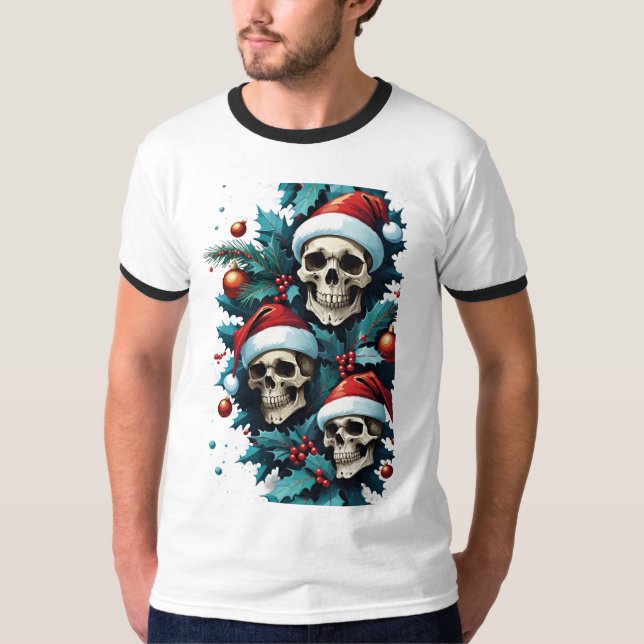 T-shirt Crânes De Noël Et Holly (Devant)